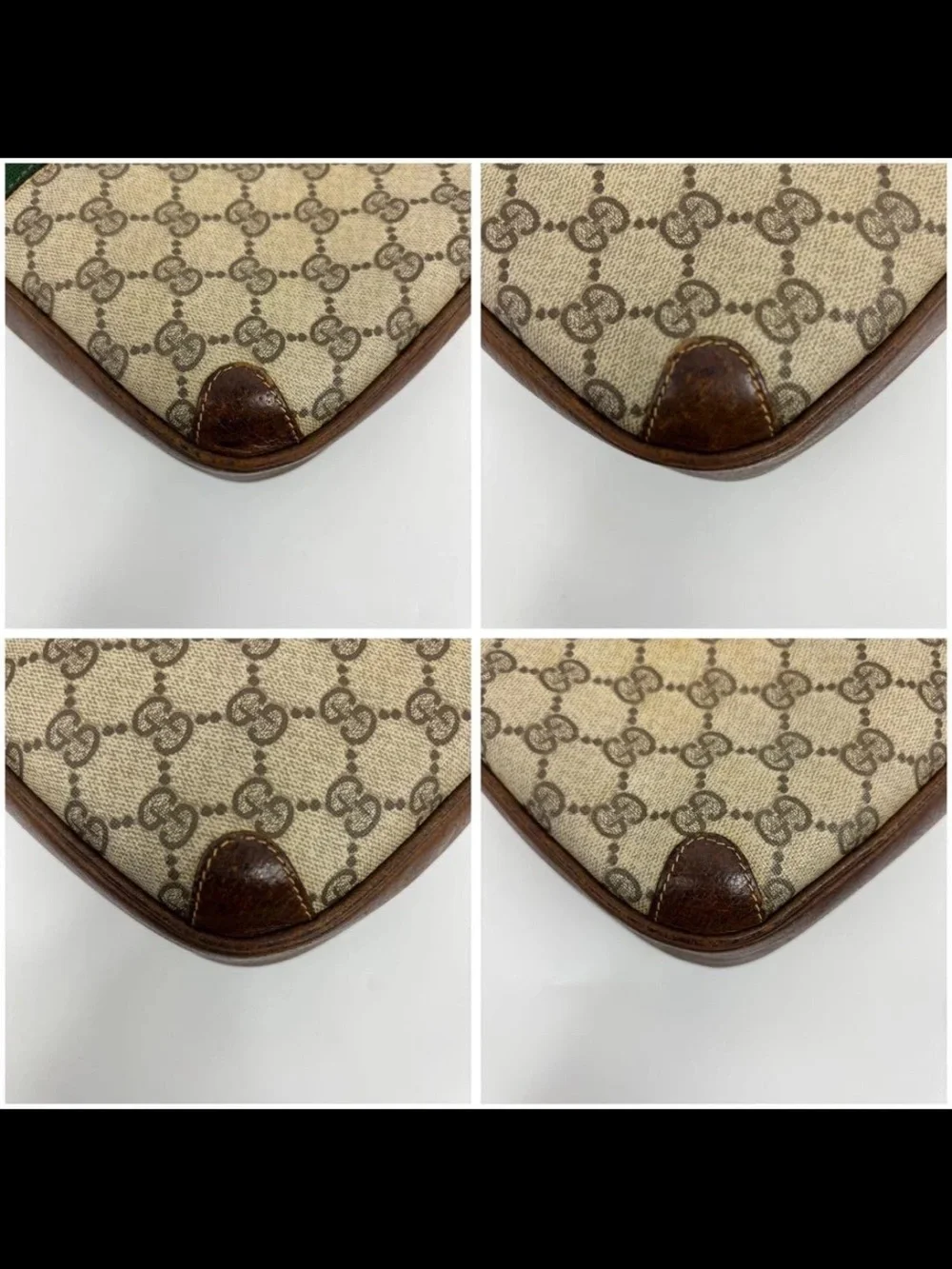Gucci Beige GG Canvas Shoulder Bag with Green-Red Web